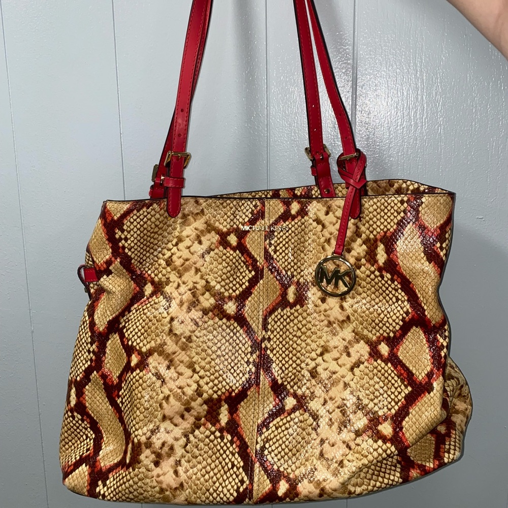 Michael Kors Sexy Reptile Skin Red Handbag Flawless Condition